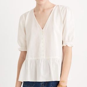 Madewell Courtyard peplum top white Medium